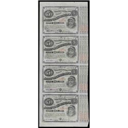 Uncut Sheet of (4) State of Louisiana Baby Bond Obsolete Notes