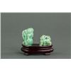 Image 2 : Burma Green Jadeite Carved Lion Statue with Stand