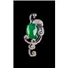 Image 1 : Chinese Fine Jade and Gemstone Peacock Pendant