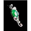 Image 2 : Chinese Fine Jade and Gemstone Peacock Pendant