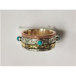 Sterling Silver Stabilized Turquoise Stackable Moving Rings Retail $240