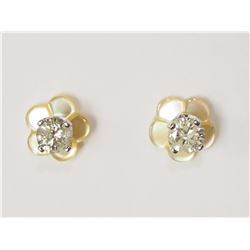 14KT White Gold Diamond(0.10ct)Earrings with Mother of Pearl Jackets Retail $500