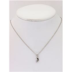 Sterling Silver Necklace with Diamond Moon Shaped Charm Retail $80