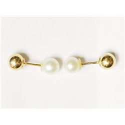 Sterling Silver Gold Plated Freshwater Pearl Reversible Earrings Retail $60