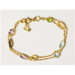 Sterling Silver Gold Plated Gemstone Bracelet Retail $160