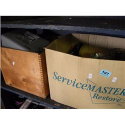 2 BOXES OF MISC GLASSWARE/TOYBOX