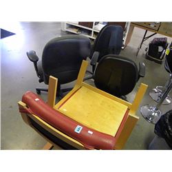 IKEA STYLE SPRING LOADED RED LEATHER CHAIR/3 OFFICE CHAIRS