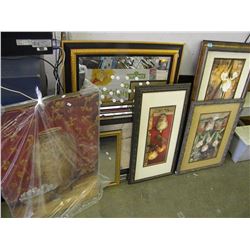 2 FRAMED MIRRORS/5 FRAMED PRINTS