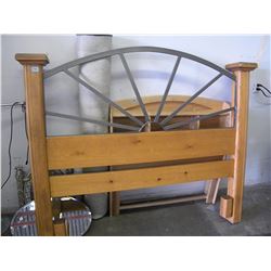 PINE AND METAL POST QUEEN HEADBOARD