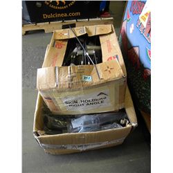 BOX OF PUMPS/RETAIL PRICE SIGNS