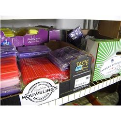 SHELF OF STRAWS/CHANDELIER CRYSTALS