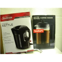 BOXED SUNBEAM ELECTRIC KETTLE/BODUM KETTLE