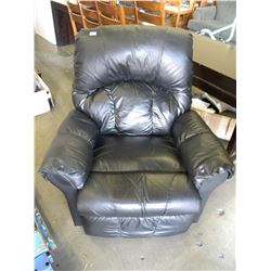 BLACK LEATHER SWIVEL ROCKER RECLYNING CHAIR