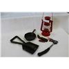 Image 1 : LOT OF ASSORTED CAMPING ITEMS LAMP SHOVEL ETC