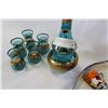 Image 3 : BLUE BOHEMIAN CRYSTAL DECANTER SET AND BOXED TEASET
