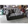 Image 2 : FLOOR MODEL HOME ELEGANCE MODERN SQUARE ARM GREY FABRIC SOFA AND LOVESEAT WITH FOUR THROW PILLOWS