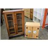 Image 1 : PINE 2-DOOR CABINET AND DOUBLE GLASS DOOR CABINET