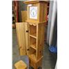 Image 2 : PINE DECORATIVE STORAGE UNIT WITH CLOCK AND SMALL STOOL