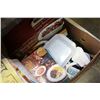 Image 2 : LOT OF SERVING DISHES AND BOX OF COOKBOOKS ETC (3 BOXES)