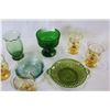 Image 2 : FIVE PIECES OF VINTAGE GREEN GLASSWARE AND FOUR SHRIMP COCTAIL DISHES