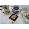 Image 2 : SHELF LOT OF CHINA TEAPOTS PLATES ETC