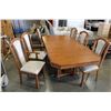 Image 1 : OAK DINING TABLE WITH LEAF AND SIX TALL BACK DINING CHAIRS