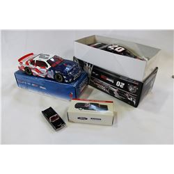 THREE DIE CAST RACE CARS IN BOX