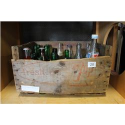 1965 7-UP CRATE OF GLASS SOD BOTTLES