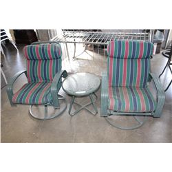 GREEN ALUMINUM 3PC SWIVEL PATIO SET