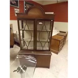 VINTAGE CHINA CABINET - 80" TALL - GLASS 2 CRACKS