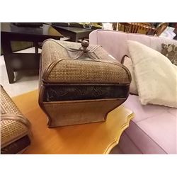 LARGE WOOD & WICKER DESIGNOR BOX