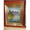 Image 1 : FRAMED OIL PICTURE - LAKE & MOUNTAINS