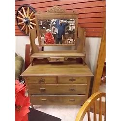 ART NOUVEAU SATIN WALNUT DRESSING CHEST