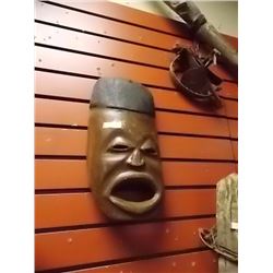 HAND CRAFTED CARVED WOOD MASK - singing