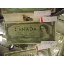 PAPER MONEY'S - CANADIAN $1 - 1954