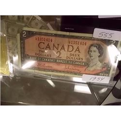 PAPER MONEY'S - CANADIAN $2- 1954