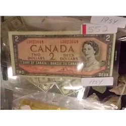 PAPER MONEY'S - CANADIAN $2- 1954