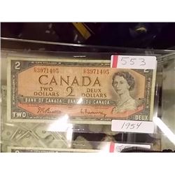 PAPER MONEY'S - CANADIAN $2- 1954