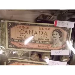 PAPER MONEY'S - CANADIAN $2- 1954