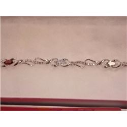 BRACELET - 6 MARQUIS FACETED MULTI GEMSTONES & DIAMOND IN STERLING SILVER SETTING - RETAIL ESTIMATE 