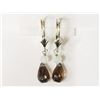 Image 1 : EARRINGS - TEAR DROP SMOKEY QUARTZ & BEADS IN STERLING SILVER SETTING - RETAIL ESTIMATE $125