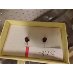 EARRINGS - 3 CTW OVAL FACETED GARNET IN STERLING SILVER SETTING - POST & BUTTERFLY BACKING - RETAIL 