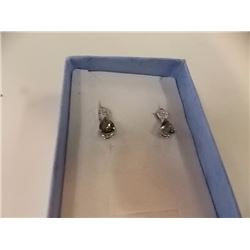 EARRINGS - PEAR FACETED MYSTIC TOPAZ & DIAMONDS IN STERLING SILVER SETTING - INCLUDES CERTIFICATE $3