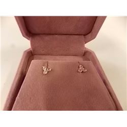 EARRINGS - TOTAL OF 6 ROUND FACETED CUBIC ZIRCONIA IN 10K YELLOW GOLD FLOWER DESIGNED SETTING - RETA