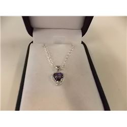 NECKLACE - 1.9CT HEART FACETED MYSTIC TOPAZ & ROUND FACETED DIAMOND IN STERLING SILVER SETTING - INC