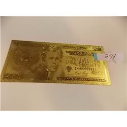 GOLD FOIL BILL - 24K GOLD - USA $20 - not legal tendar