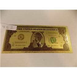 GOLD FOIL BILL - 24K GOLD - USA $1 - not legal tenedar
