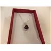 Image 1 : NECKLACE - 1.15CT PEAR FACETED GARNET & DIAMOND IN STERLING SILVER BEZEL SETTING