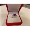 Image 2 : RING - 2.28CT EMERALD FACETED LAVENDAR COLOR AMETHYST & 2 DIAMONDS IN STERLING SILVER SETTING - INCL