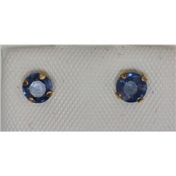 EARRINGS - ROUND FACETED SAPPHIRE IN 14K GOLD SETTING - RETAIL ESTIMATE $375